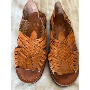 Handwoven Leather Huarache Sandals - Brown